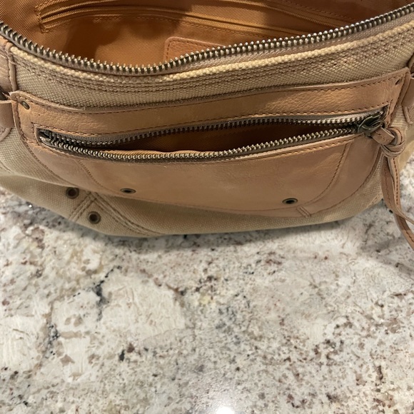 Fossil Leather and Canvas Fossil Bag w/ Fringe Pulls - Picture 7 of 10